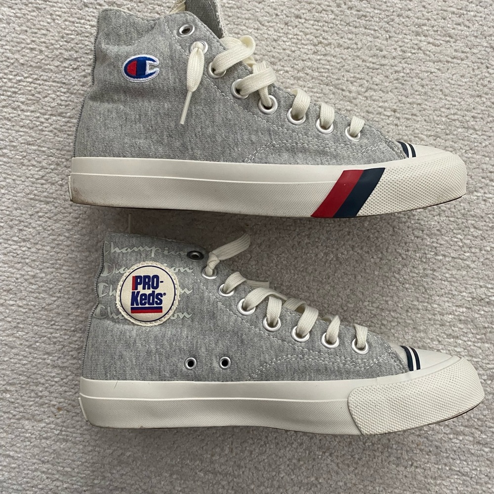 Champion/Pro Keds Gray and Navy High-Top Sneakers